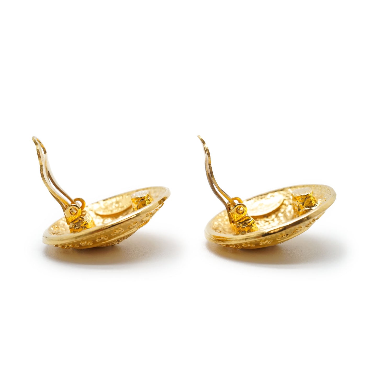 1990 Round Medallion Clip-On Earrings GP