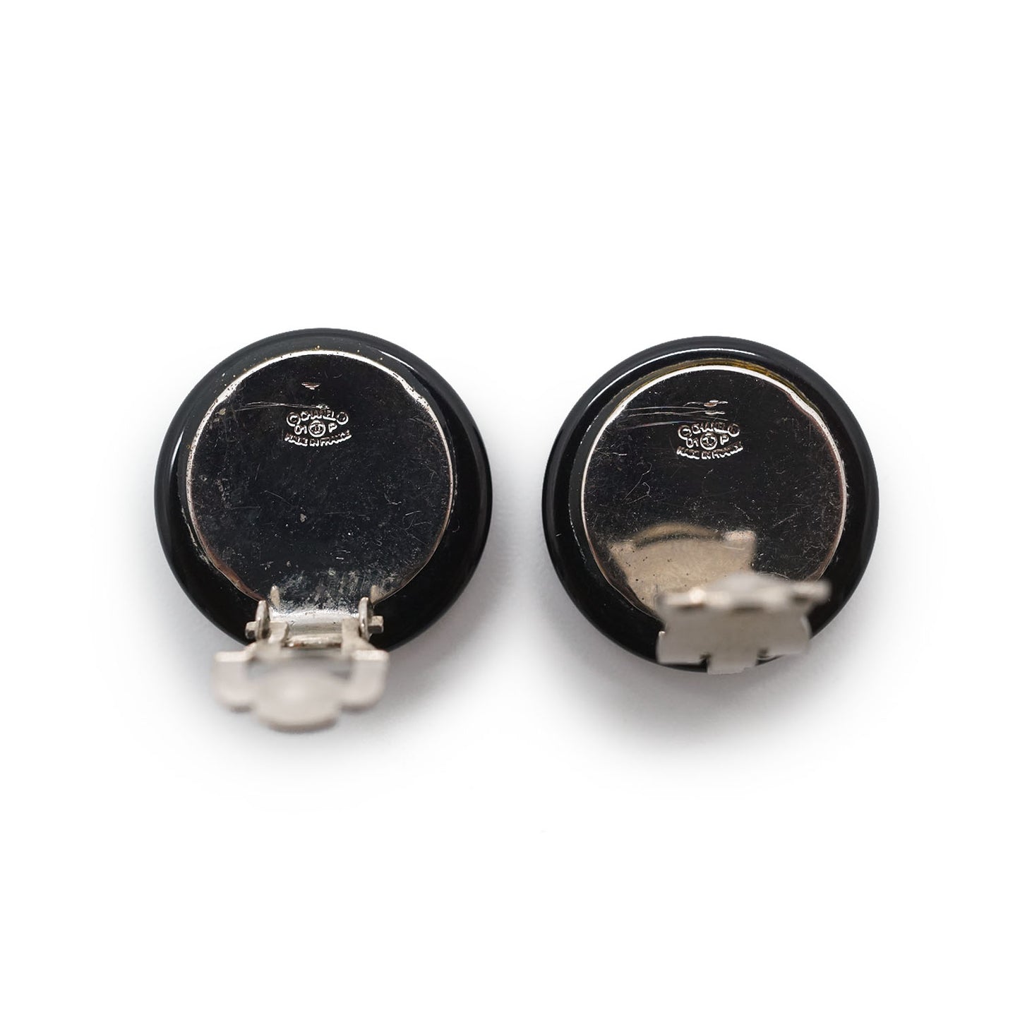 CC Logo Bicolor Button Clip-On Earrings