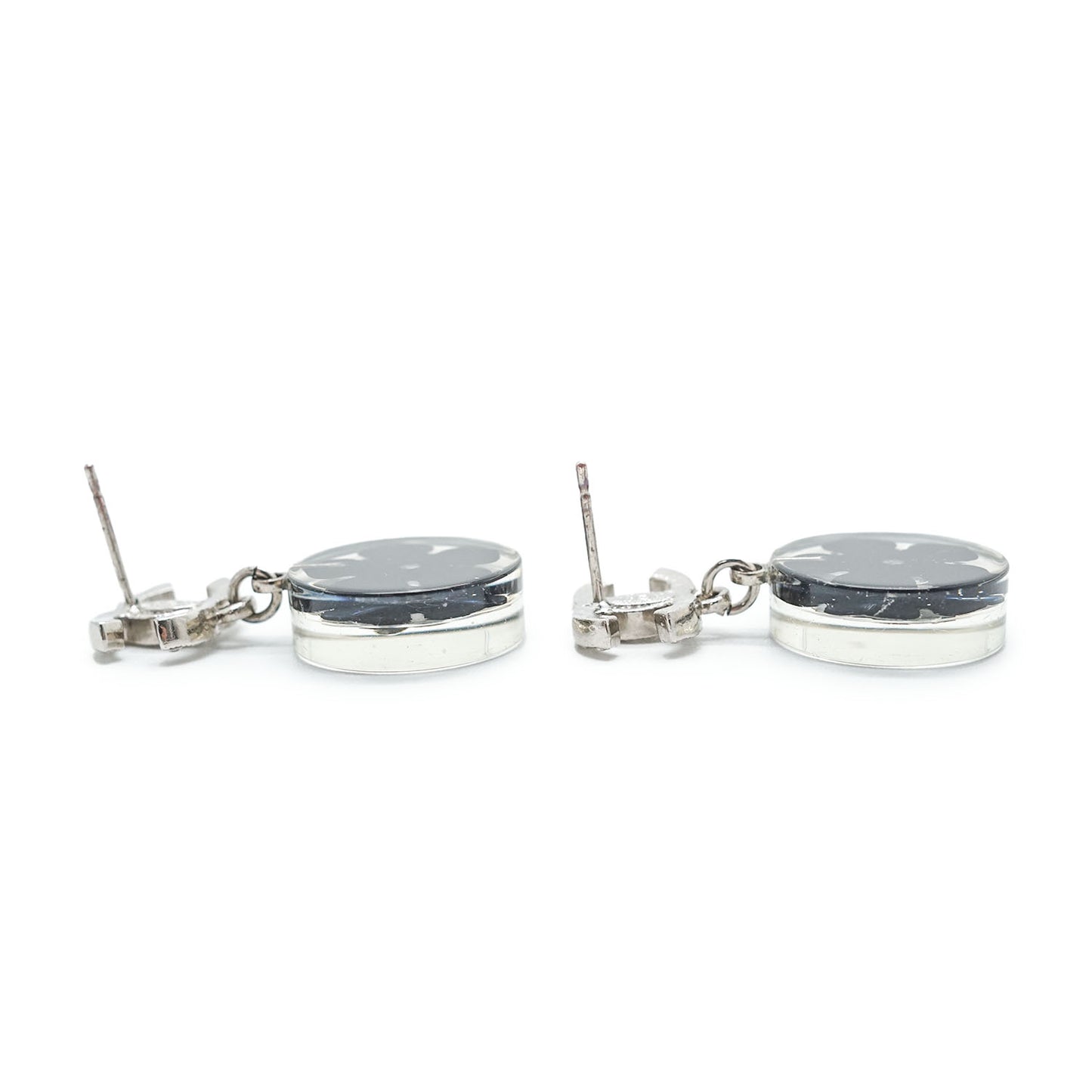 CC Logo Camellia Rhinestone Drop Earrings