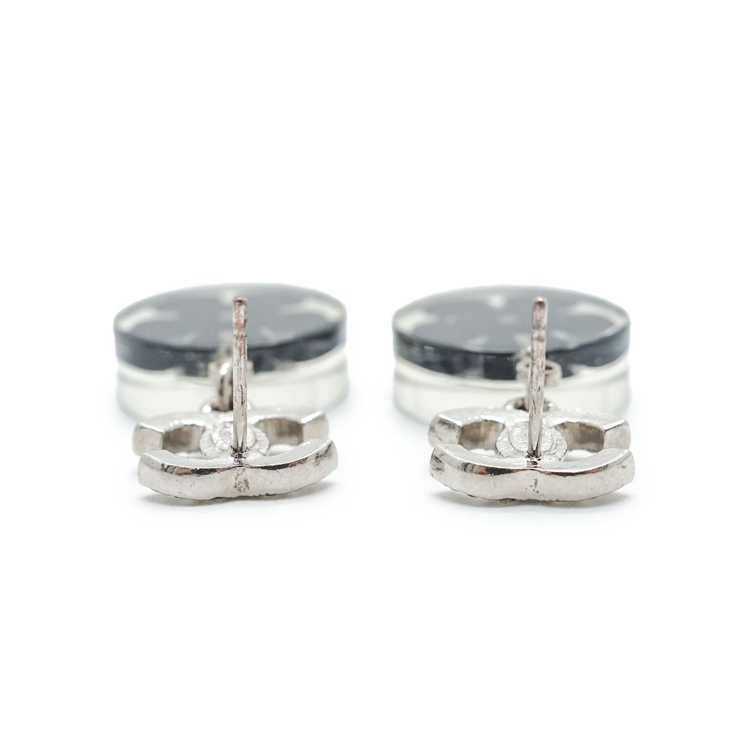 CC Logo Camellia Rhinestone Drop Earrings