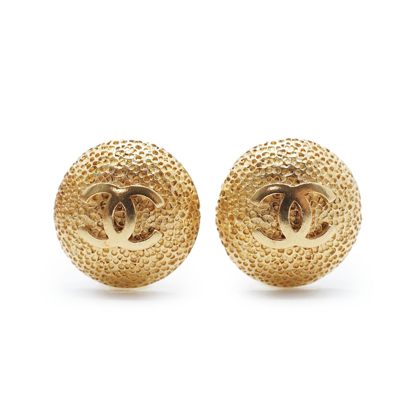 CC Logo Textured Dome Round Clip-On Earrings GP