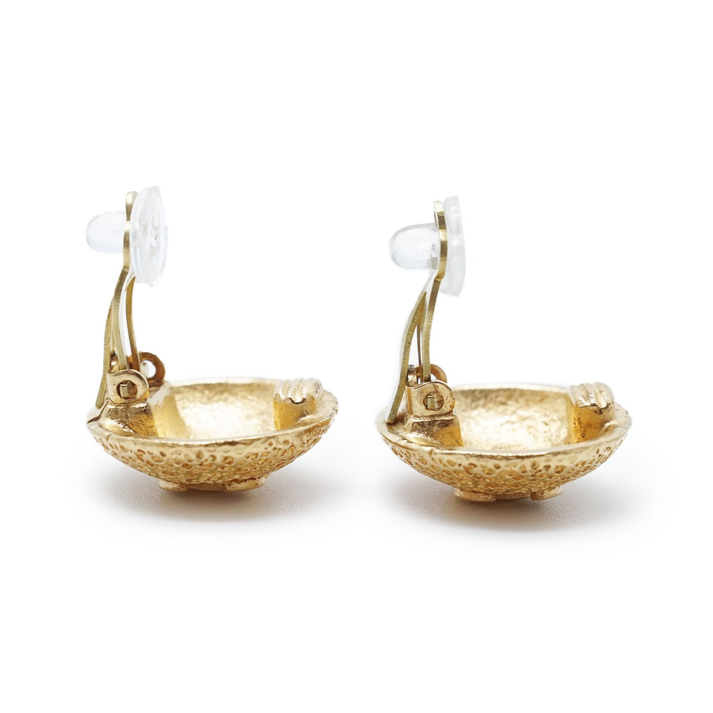 CC Logo Textured Dome Round Clip-On Earrings GP