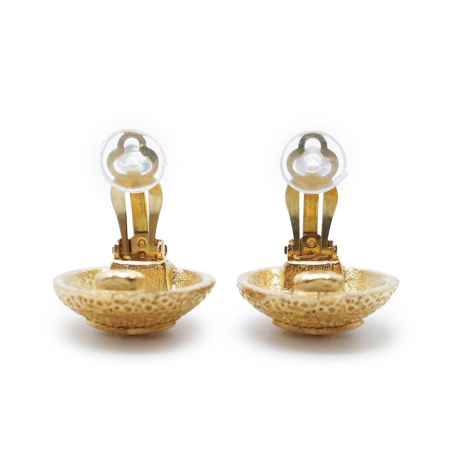 CC Logo Textured Dome Round Clip-On Earrings GP