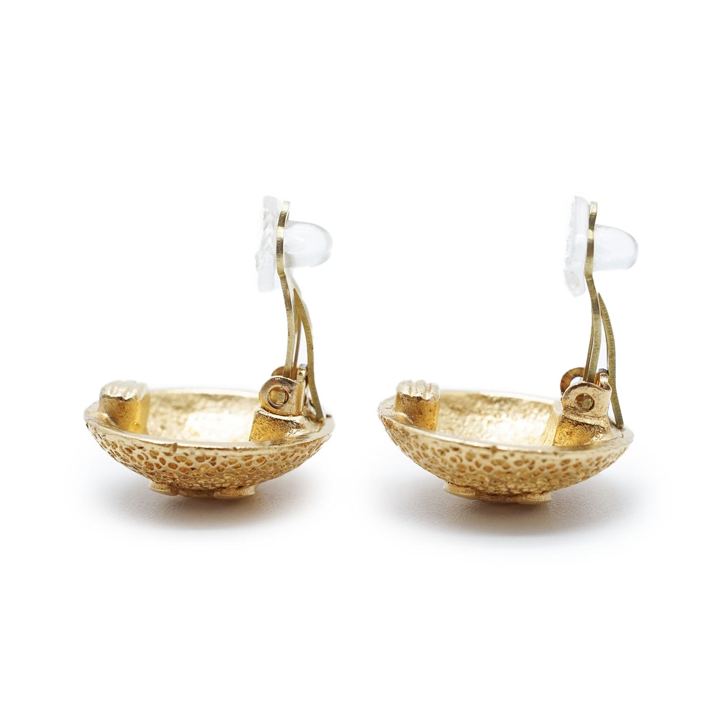 CC Logo Textured Dome Round Clip-On Earrings GP