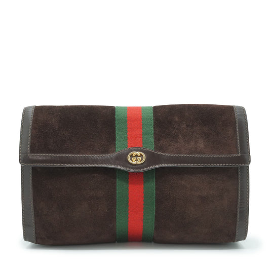 Vintage Gucci Parfums Sherry Line Suede Clutch Bag