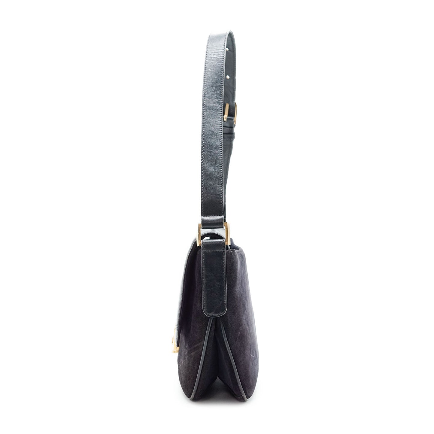 Vintage GG Lock Suede Shoulder Bag
