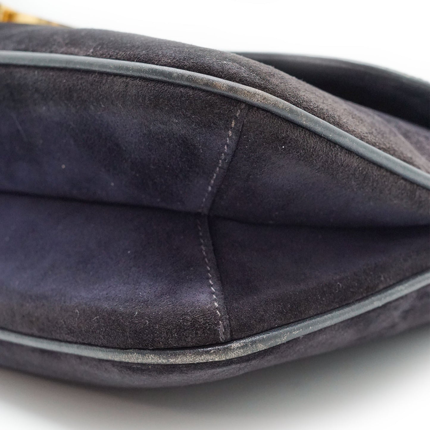Vintage GG Lock Suede Shoulder Bag
