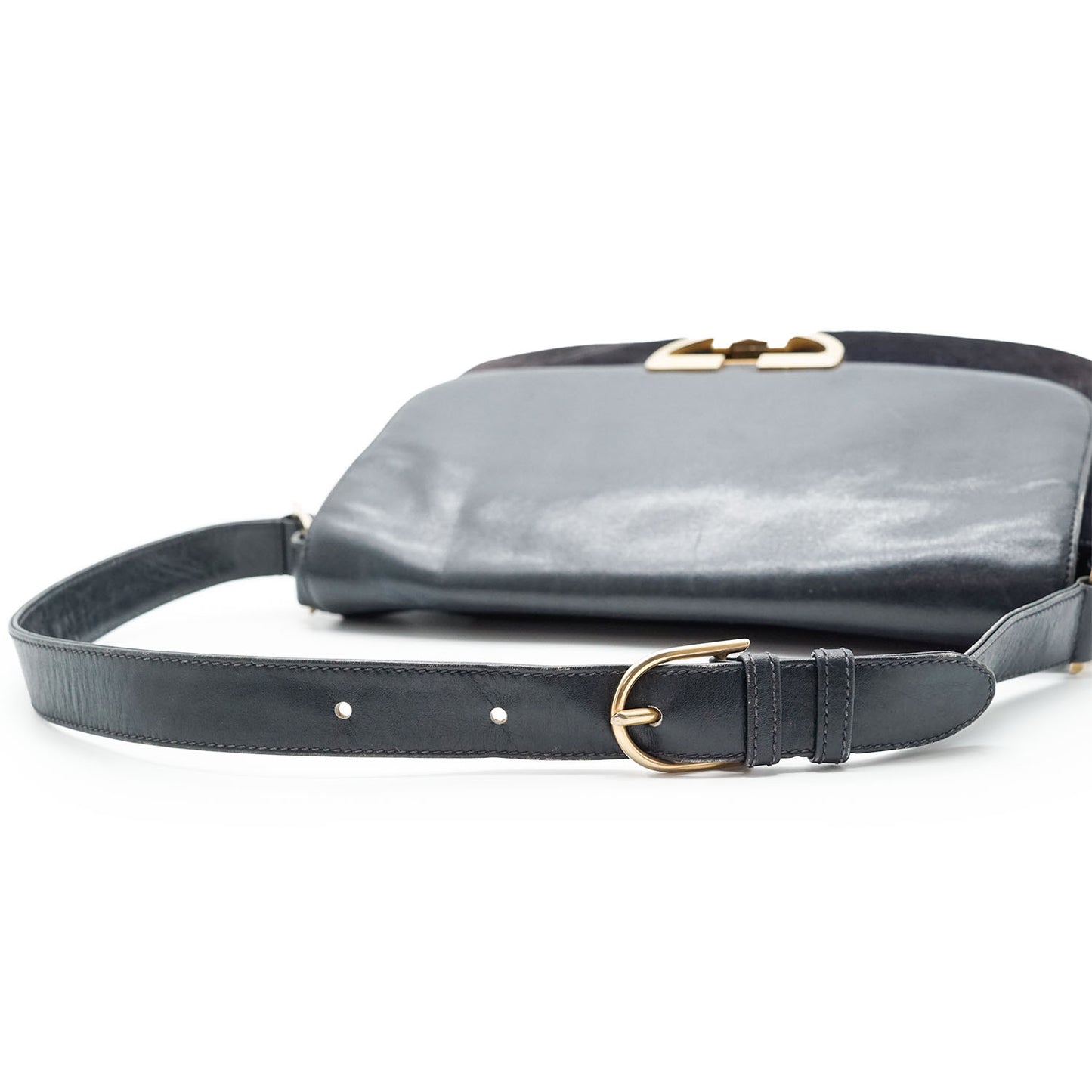 Vintage GG Lock Suede Shoulder Bag