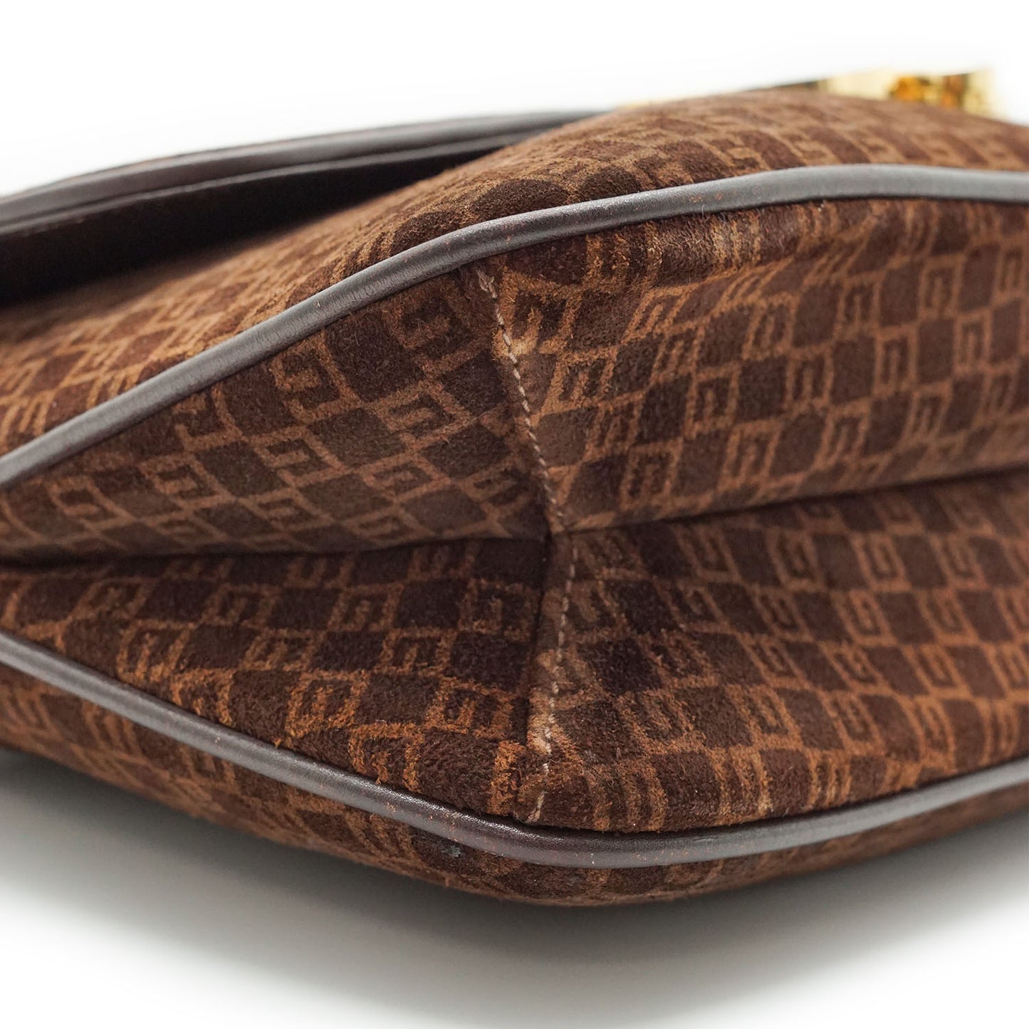 Vintage GG Suede Shoulder Bag with Coin Case