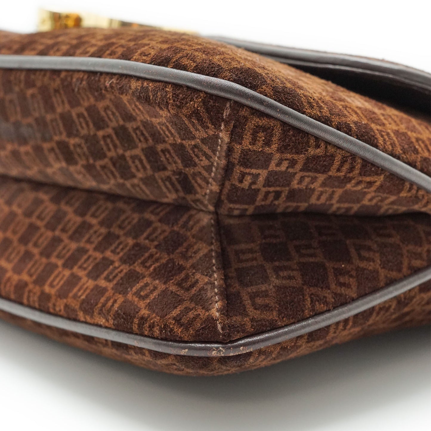 Vintage GG Suede Shoulder Bag with Coin Case