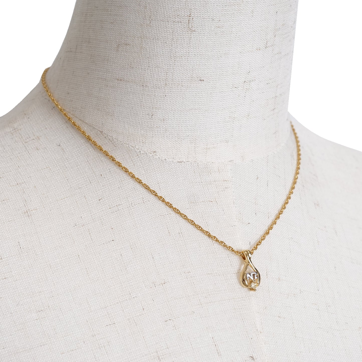 NR Rhinestone Teardrop Pendant Necklace