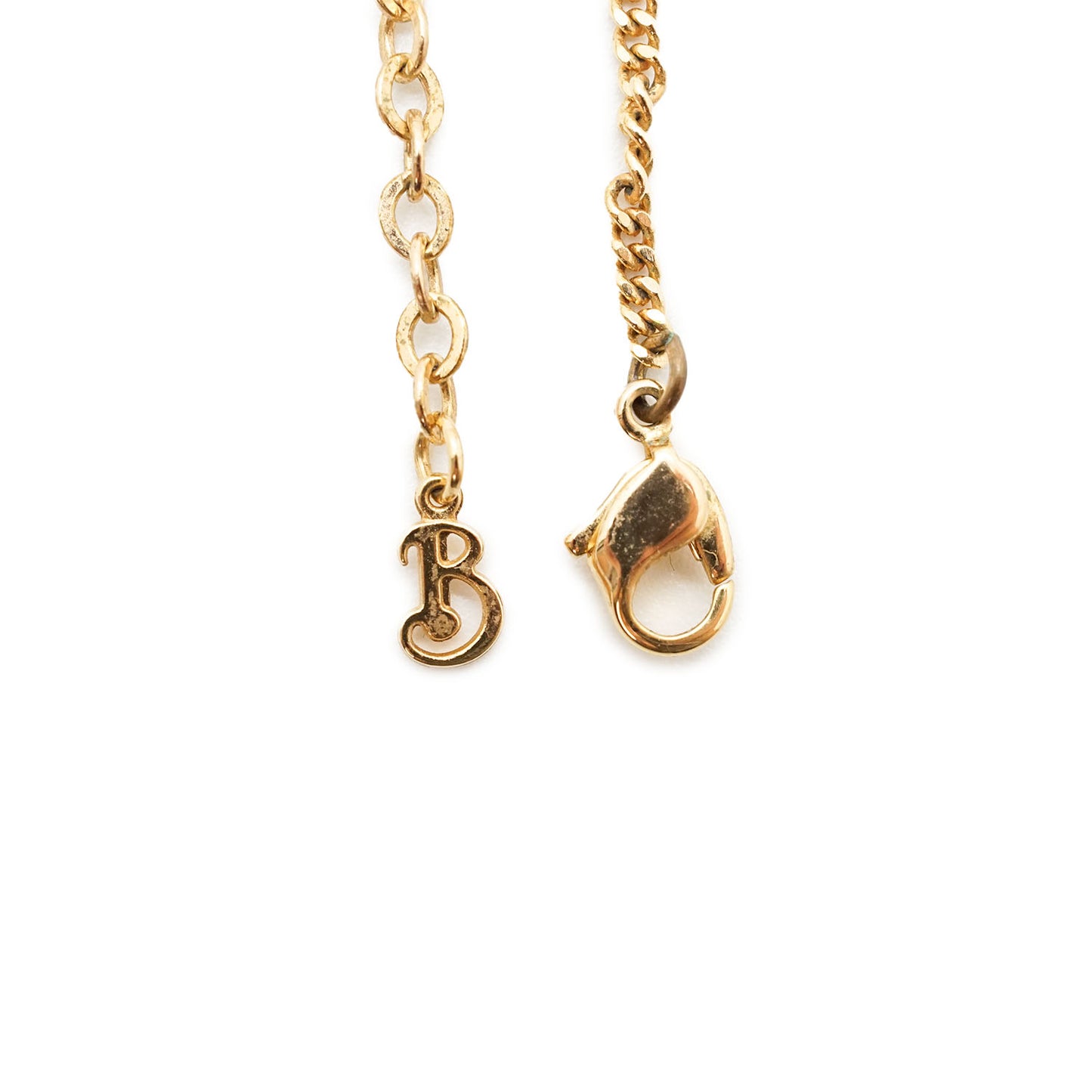 Vintage B Logo Rhinestone Pendant Necklace