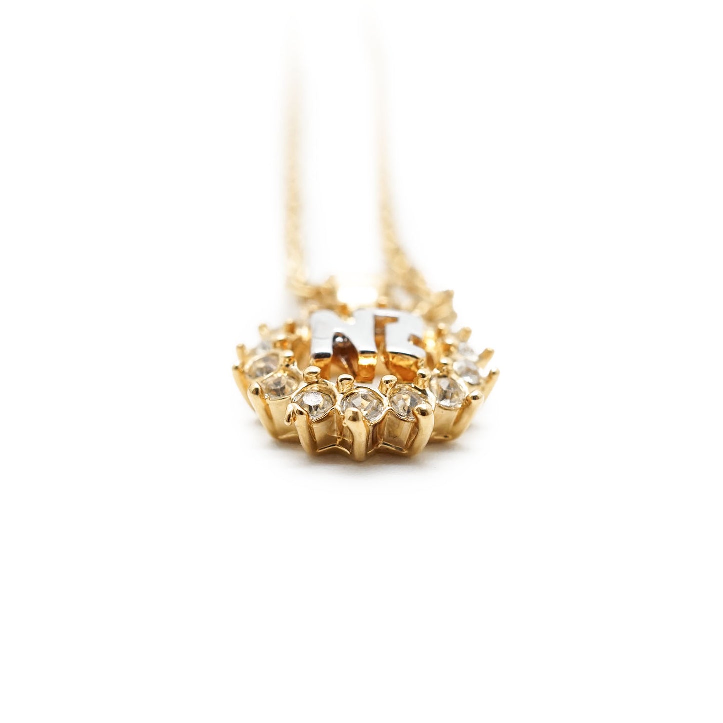 NR Rhinestone Circle Pendant Necklace