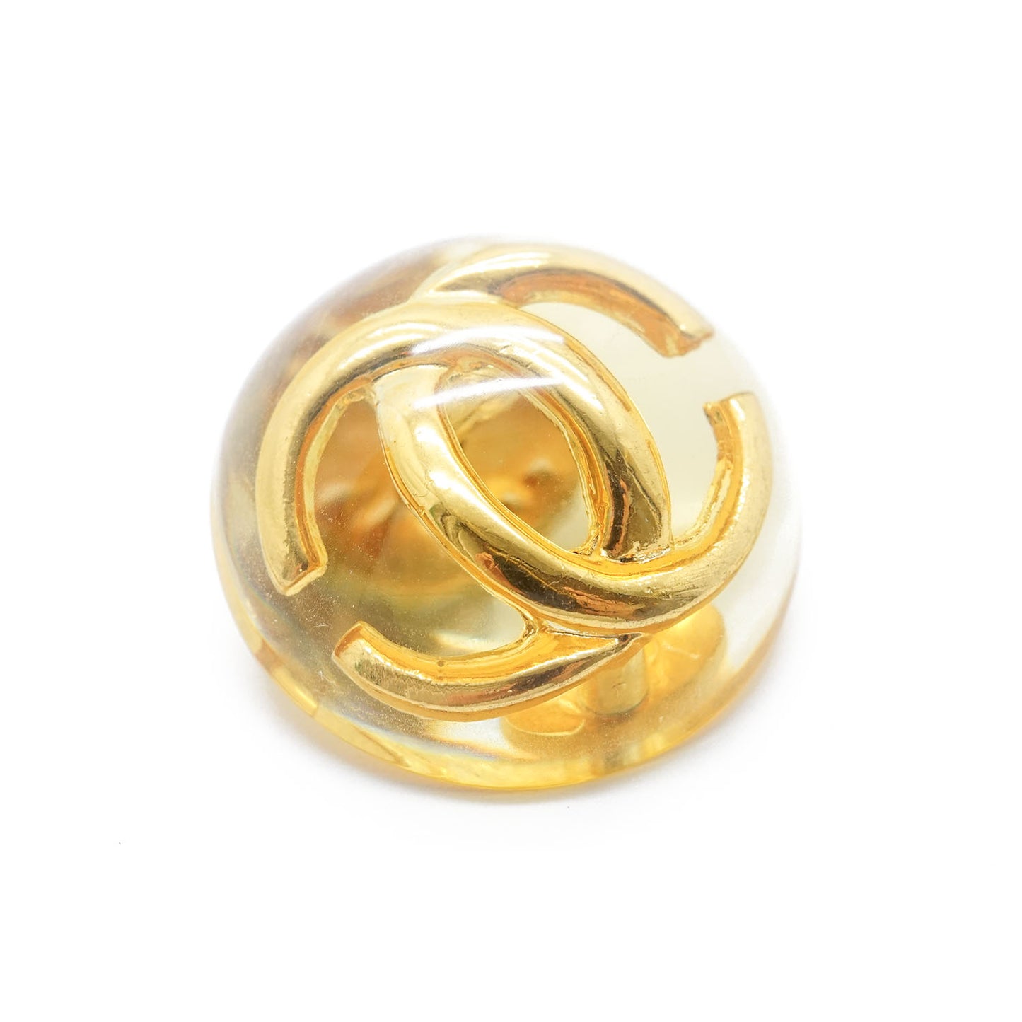 Vintage Lucite Dome CC Pin Brooch