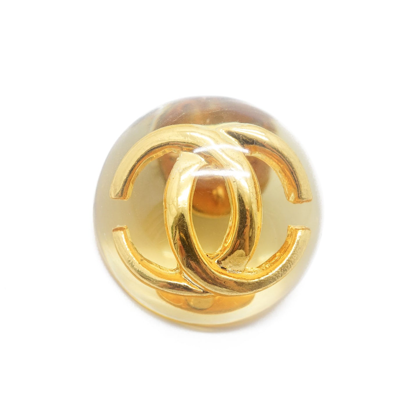 Vintage Lucite Dome CC Pin Brooch