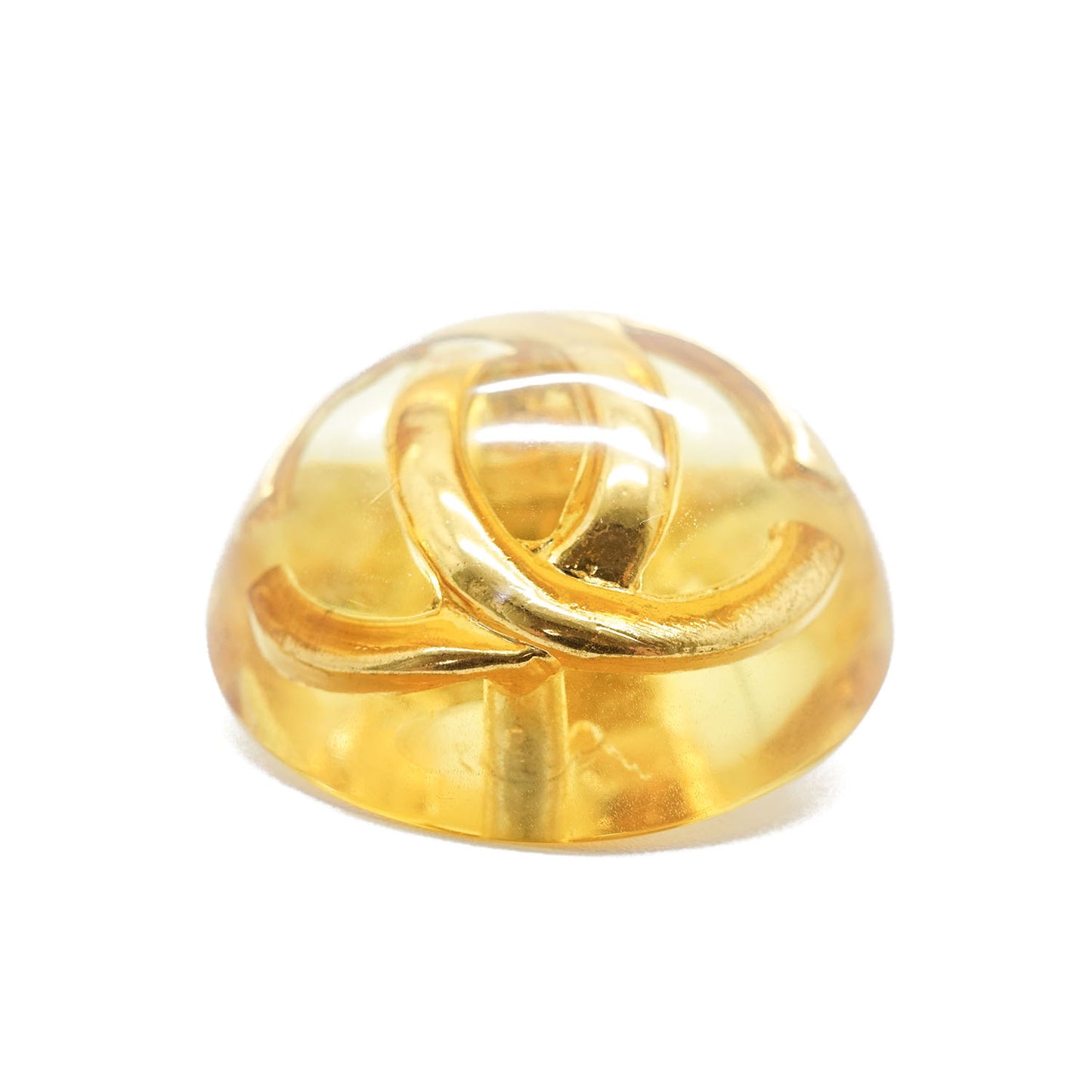 Vintage Lucite Dome CC Pin Brooch