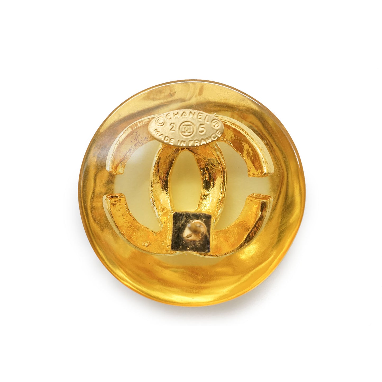 Vintage Lucite Dome CC Pin Brooch