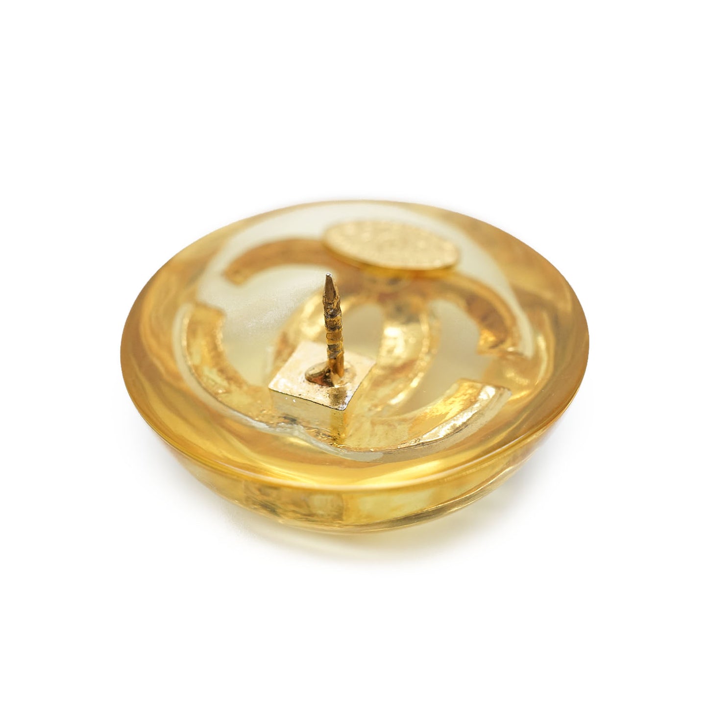 Vintage Lucite Dome CC Pin Brooch