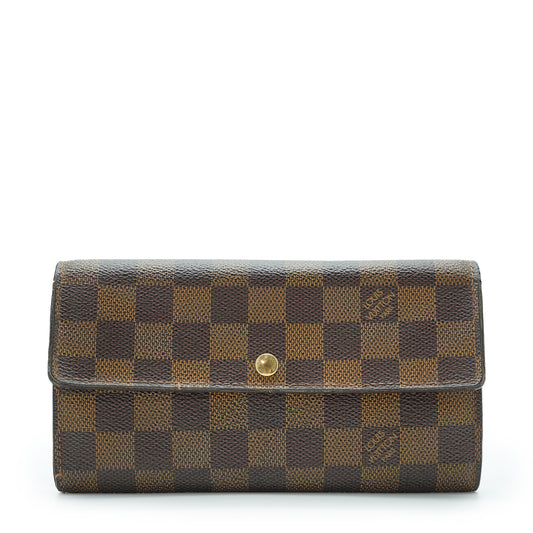 Damier Ebene Porte Monnaie Carte Credit Long Wallet