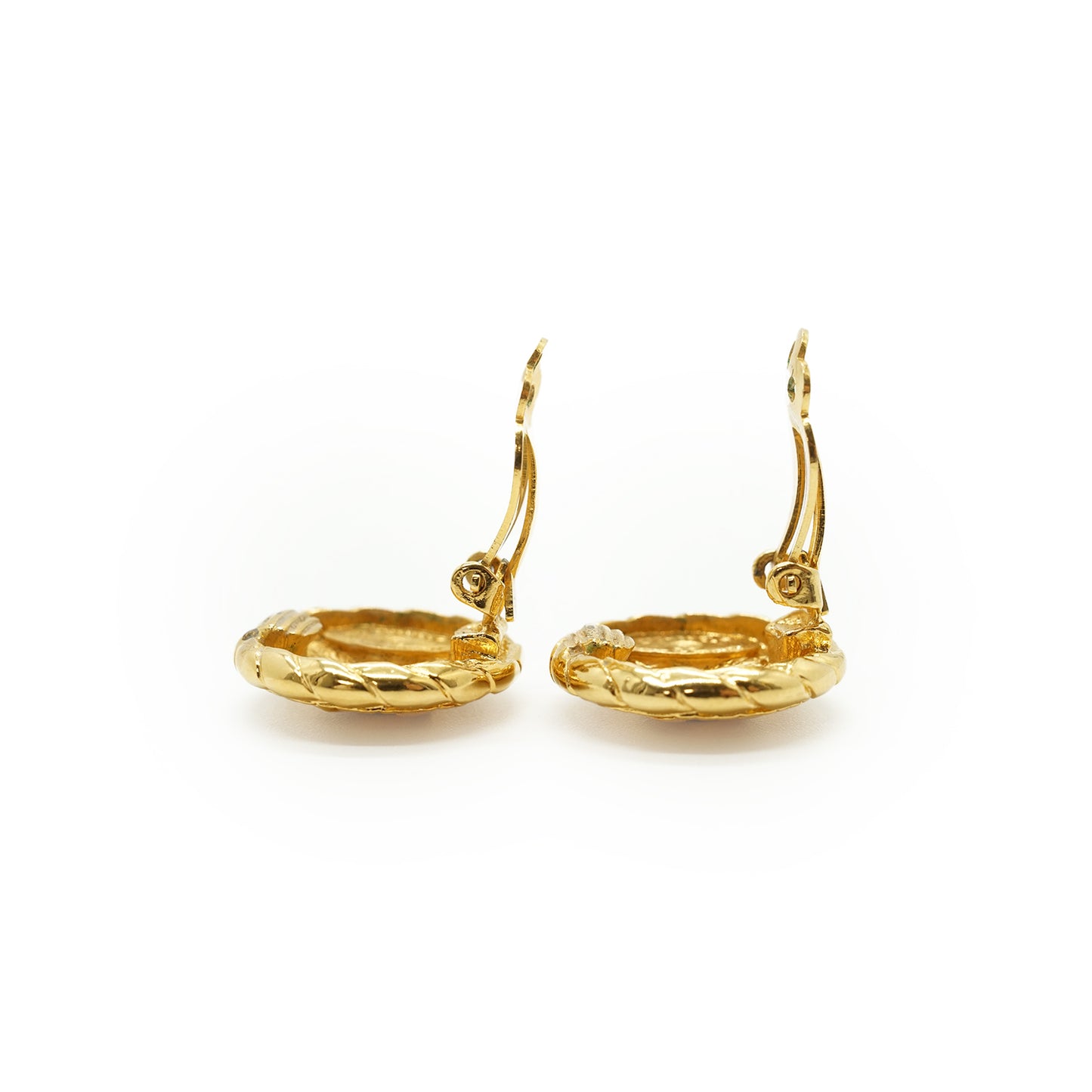 CC Round Button Clip-On Earrings GP