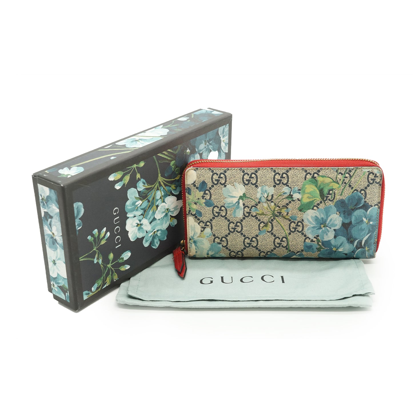 GG Supreme Coated Canvas Blooms Zip Around Long Wallet