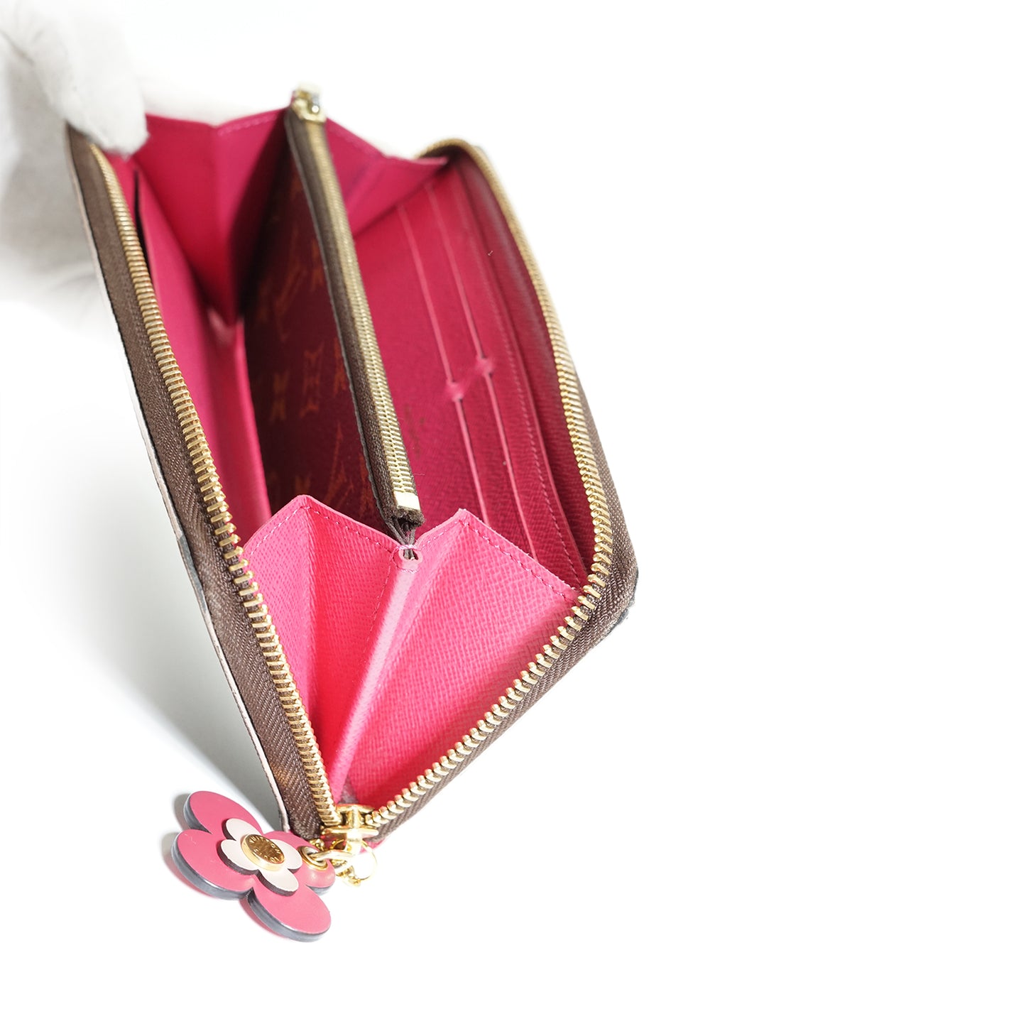 Monogram Portefeuille Clemence Pink Flower Charm Long Wallet