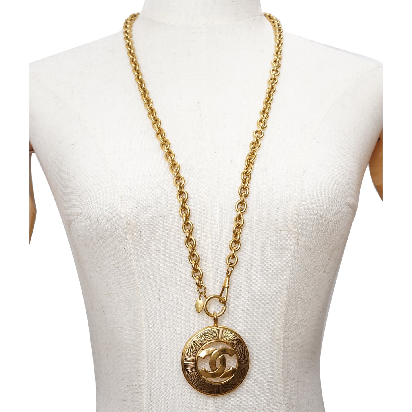Vintage CC Sunburst Cut-out Long Necklace GP