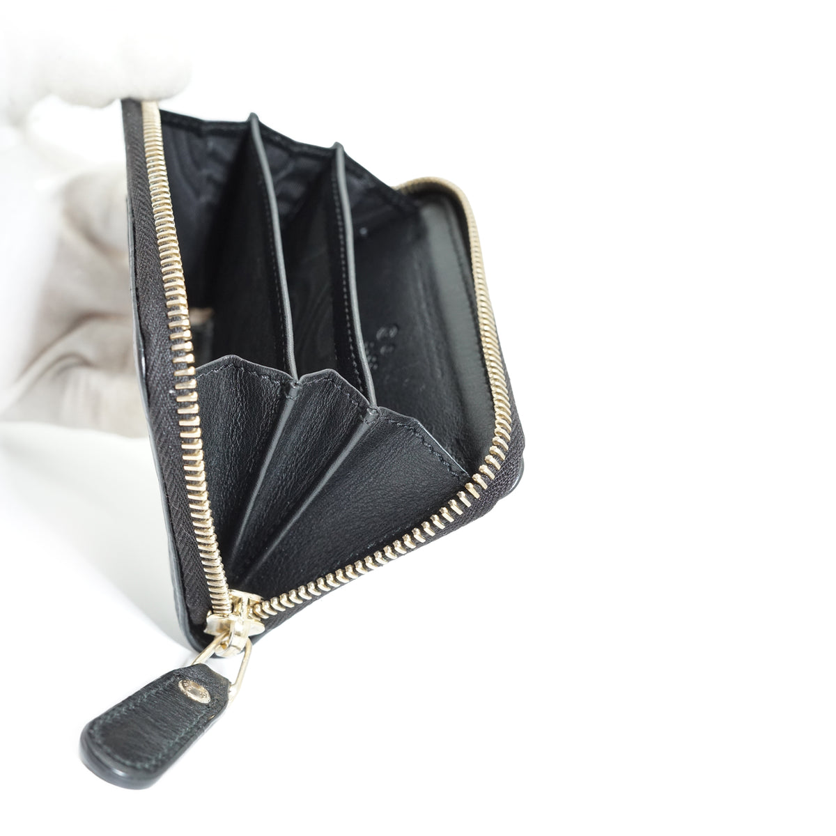 GG Microguccissima Round Zip Compact Wallet