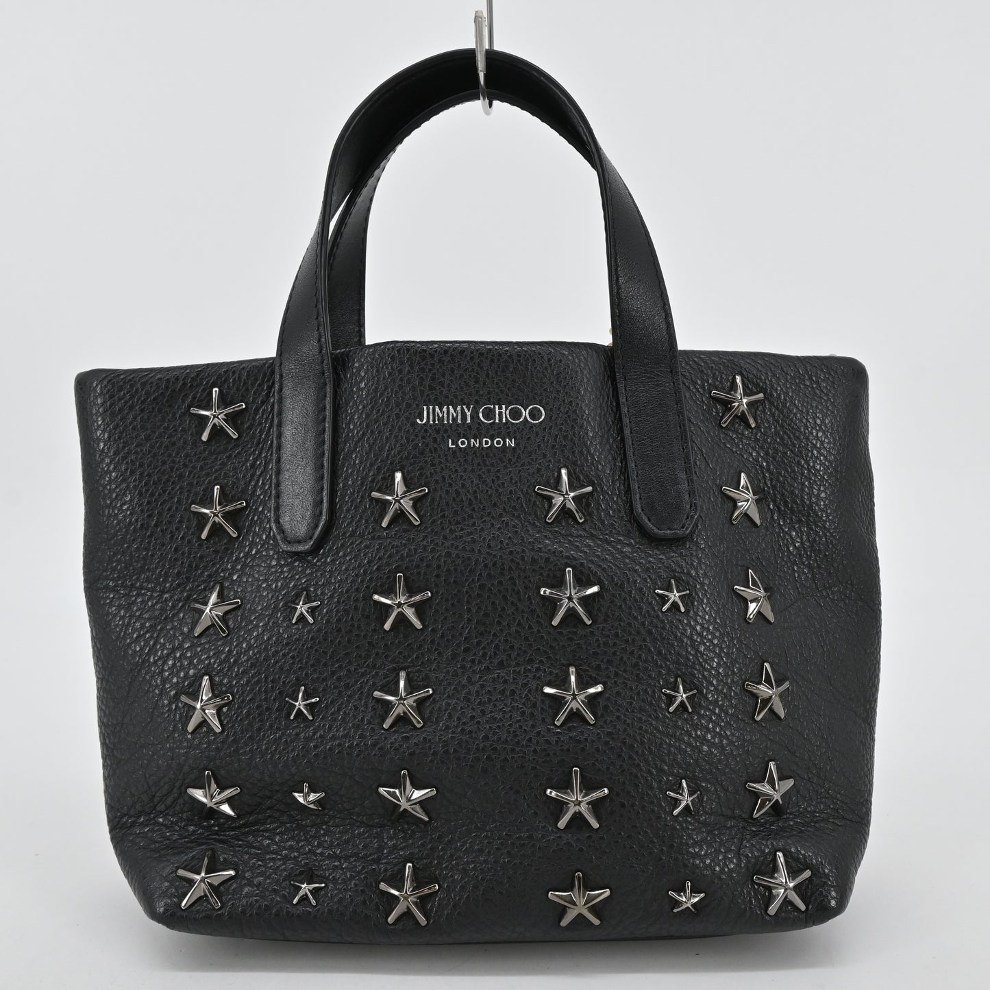 Leather stud 2-way shoulder bag, black