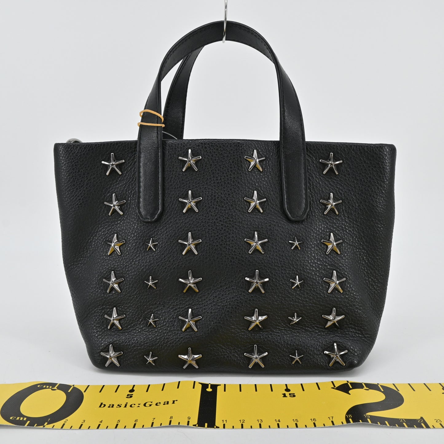Leather stud 2-way shoulder bag, black
