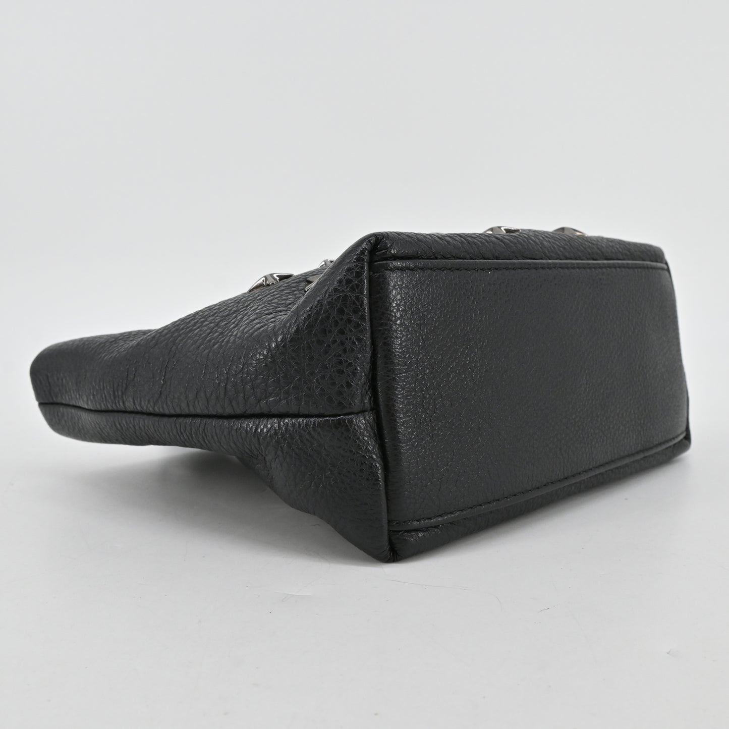 Leather stud 2-way shoulder bag, black