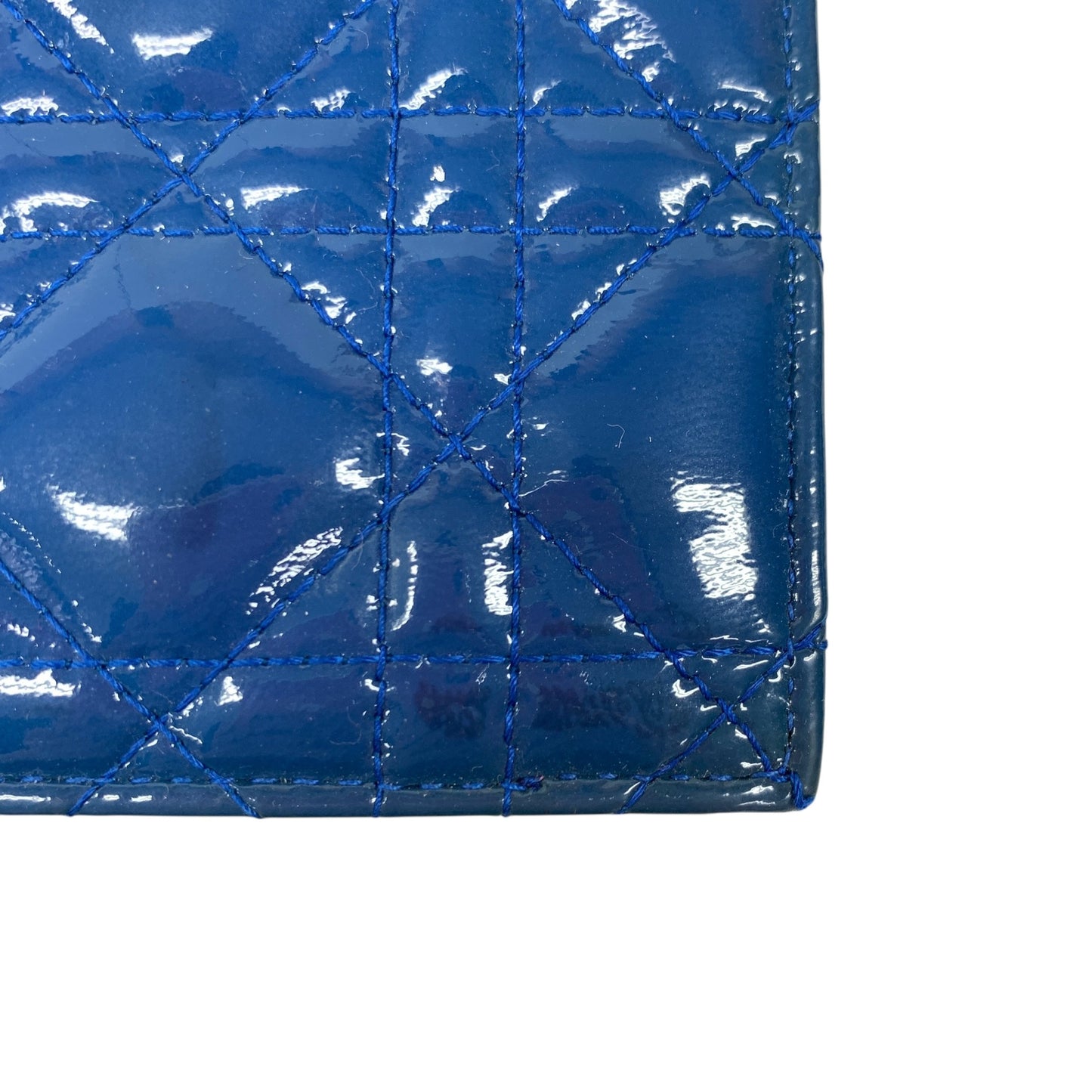 Cannage Patent Leather Wallet on Chain