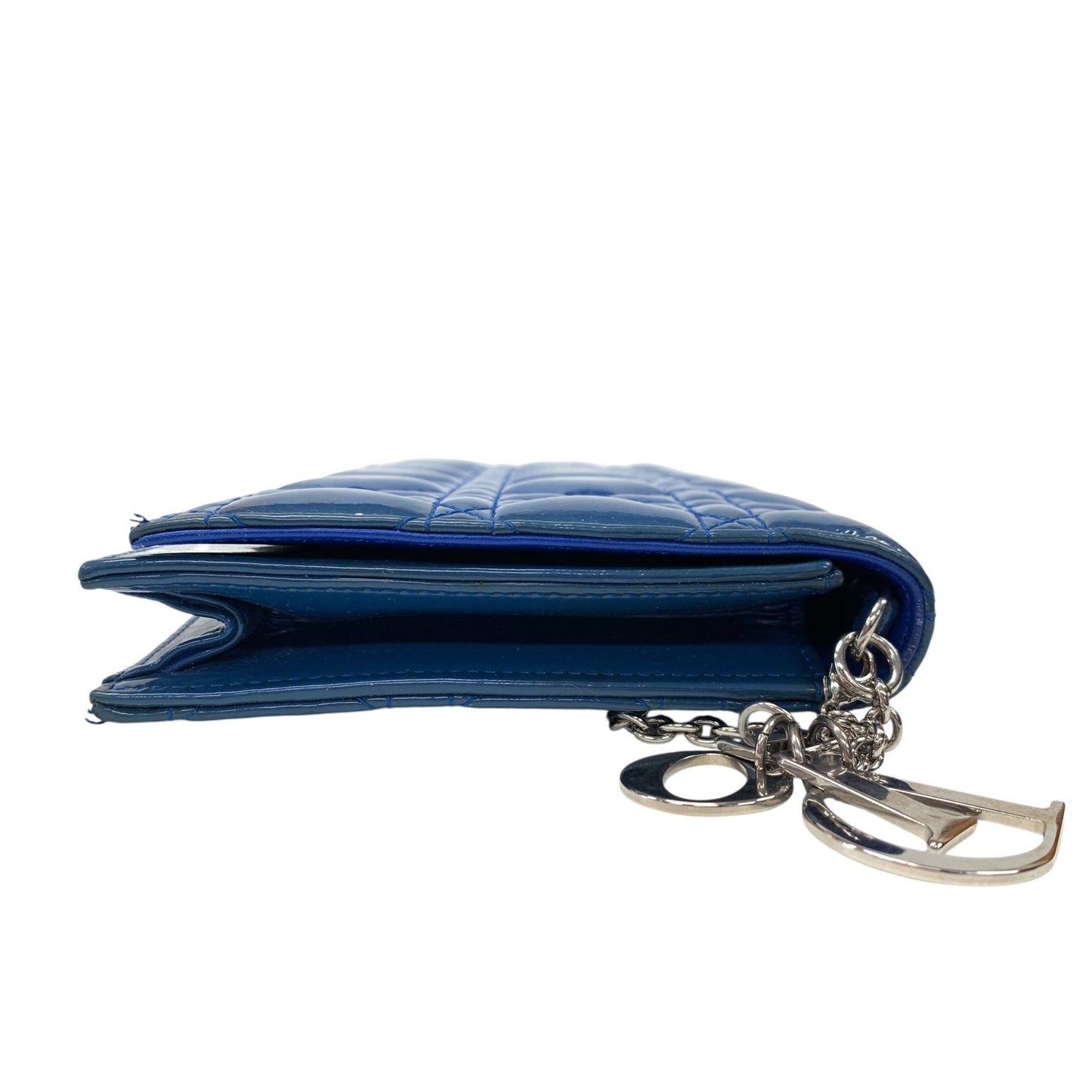 Cannage Patent Leather Wallet on Chain