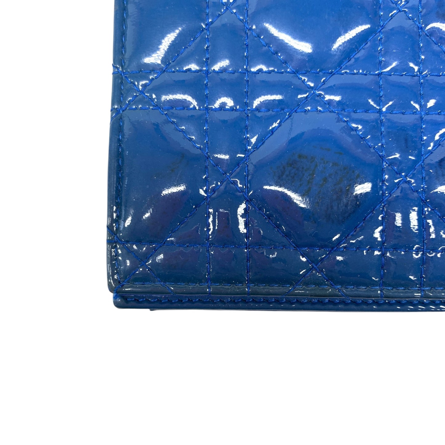 Cannage Patent Leather Wallet on Chain