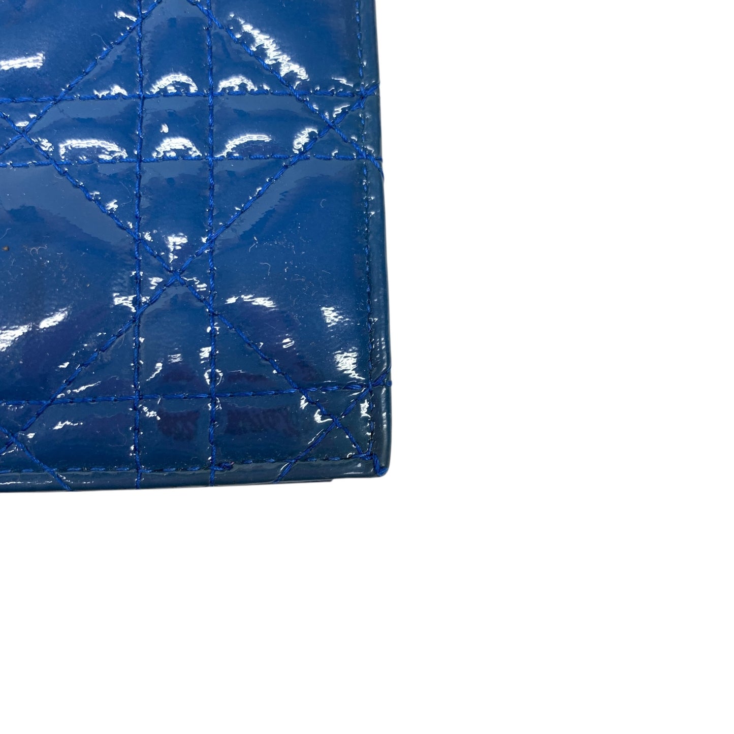 Cannage Patent Leather Wallet on Chain
