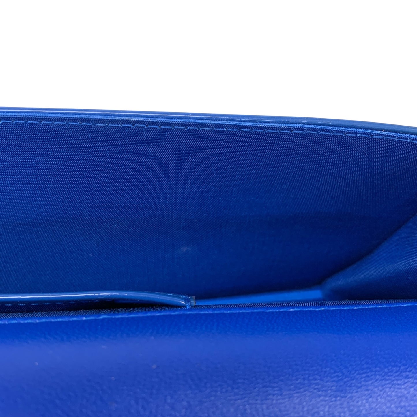 Cannage Patent Leather Wallet on Chain