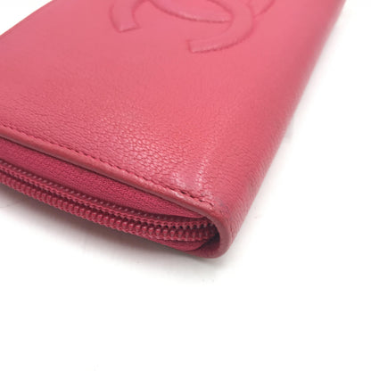 Chanel Pink Caviar Leather CC Timeless Zip Wallet