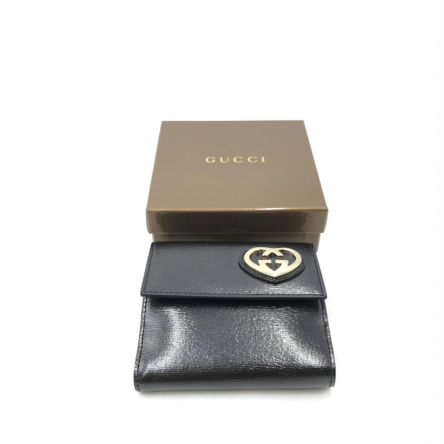 Gucci Heart Logo Card Case Monogram Leather