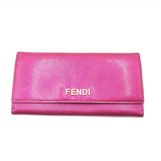 Fendi Fuchsia Leather Logo Flap Continental Wallet