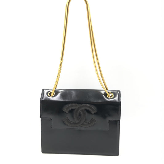 Chanel Vintage Vinyl CC Flap Bag Gold Snake Chain