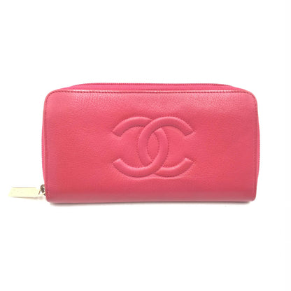 Chanel Pink Caviar Leather CC Timeless Zip Wallet