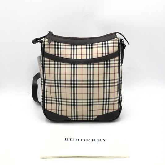 Burberry Equestrian Knight Check Leather Shoulder Bag