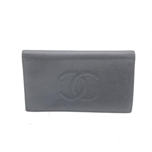 Chanel Caviar Coco Mark Three-Fold Wallet