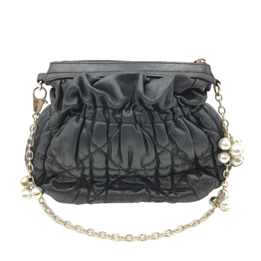 Christian Dior - Dior Black Cannage Leather Limited Edition Faux Pearl Chain Bag