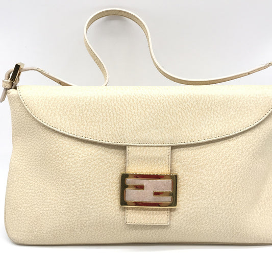 Fendi Beige Leather Handbag with Gold Clasp