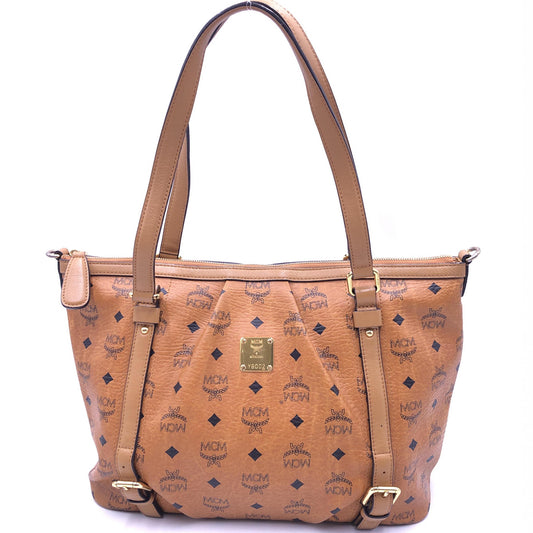 MCM Visetos Studded Medium Essentials Shopper Tote