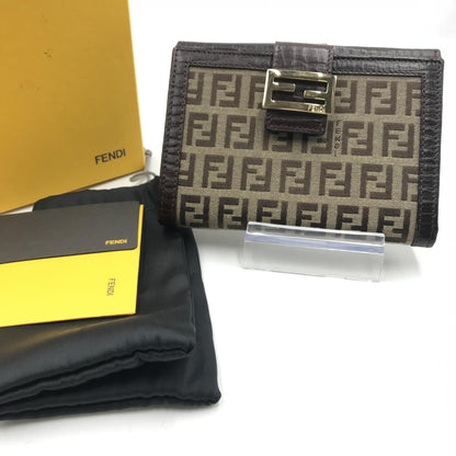 Fendi Trifold Zucca Wallet Canvas and Leather