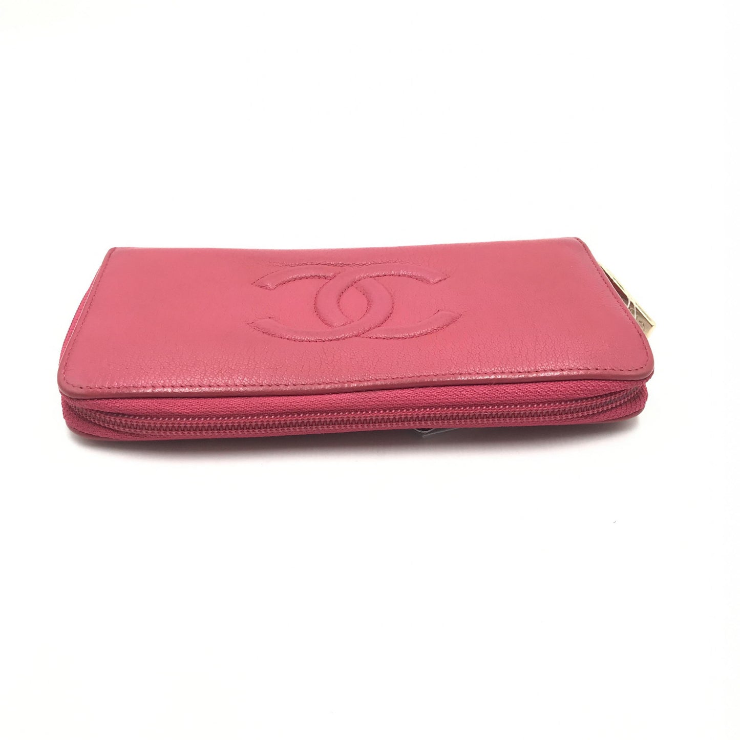 Chanel Pink Caviar Leather CC Timeless Zip Wallet