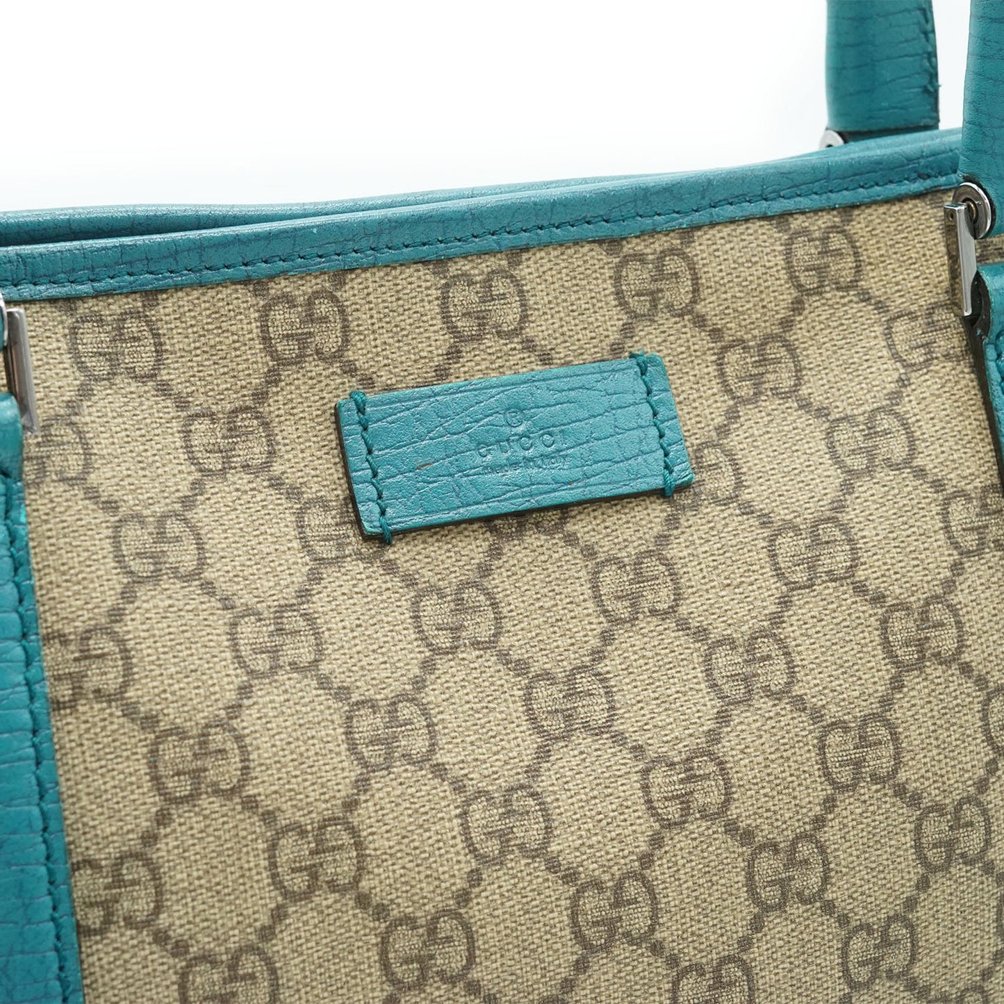 GG Supreme Joy Shoulder Tote Turquoise Leather (Model Number 114595 B18)