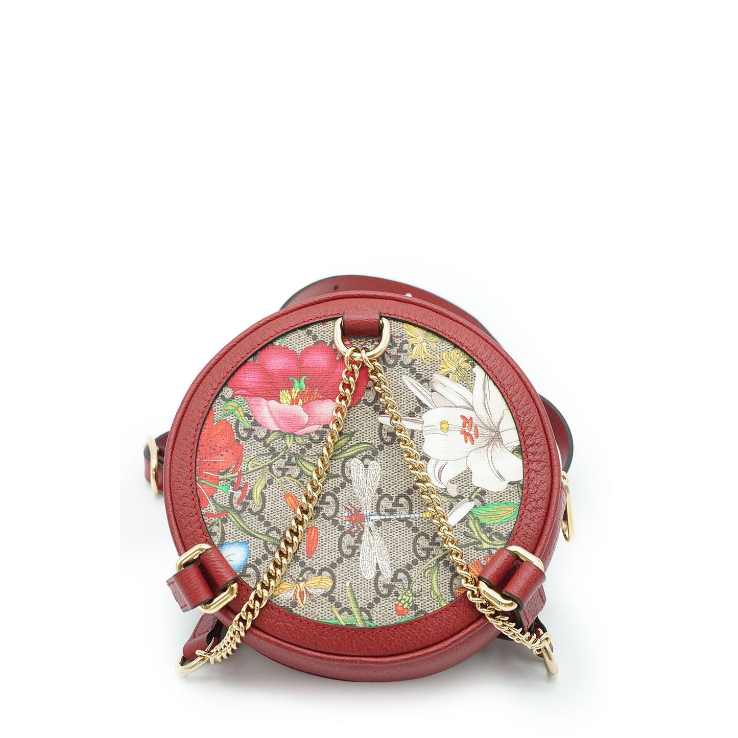 Ophidia GG Red Floral Mini Supreme Rounded Backpack